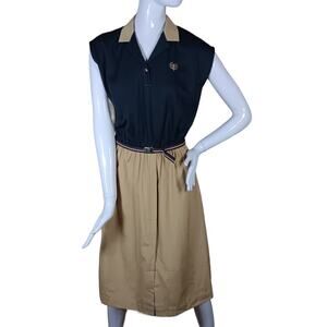 Vintage Deadstock Melissa Petite Dress Size 12 Black and Beige Colorblock